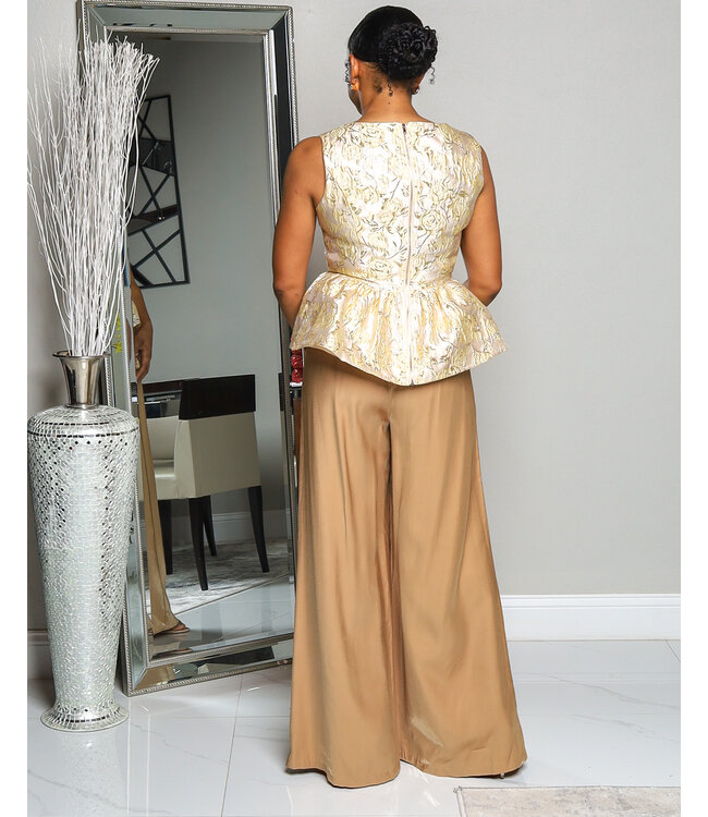 FOREVER BLESSED JACQUARD PEPLUM TOP