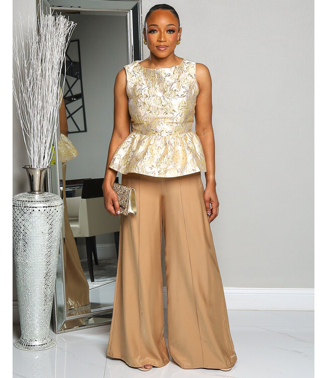 FOREVER BLESSED JACQUARD PEPLUM TOP