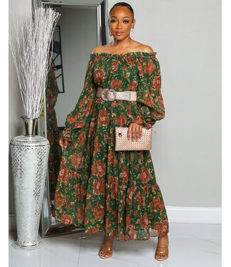 A MOMENT IN TIME FLORAL MIDI DRESS