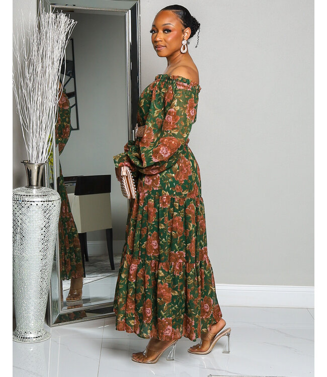 A MOMENT IN TIME FLORAL MIDI DRESS