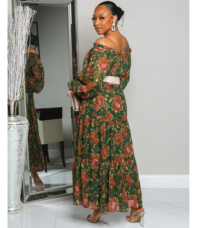 A MOMENT IN TIME FLORAL MIDI DRESS