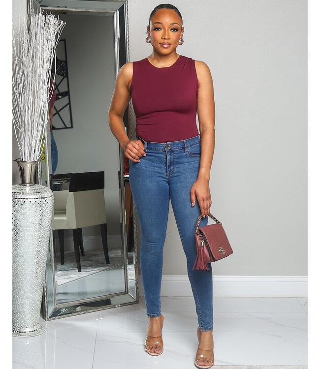 BASIC NEEDS SEAMLESS BODYSUIT - BURGUNDY