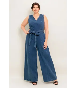 PLUS HOT TAKE DENIM JUMPSUIT