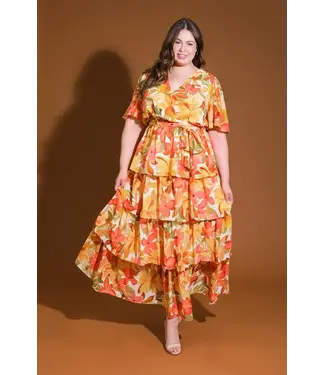 PLUS AUTUMN LEAVES MAXI DRESS