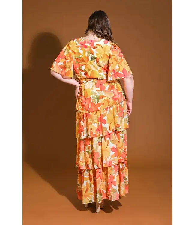 PLUS AUTUMN LEAVES MAXI DRESS