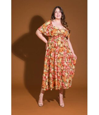 PLUS BLOOMING HARVEST MIDI DRESS