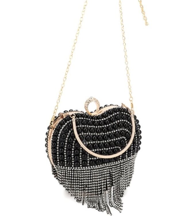LOVE YOU DOWN HEART CLUTCH - BLACK