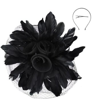 FEATHER BLOOM FASCINATOR - BLACK