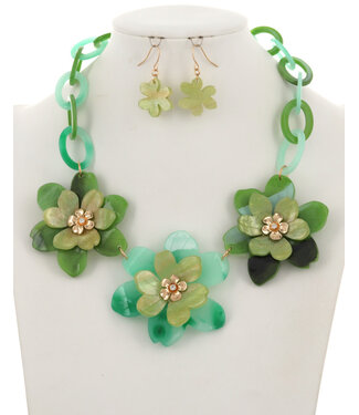 Blossomed Perfect Necklace Set - Green