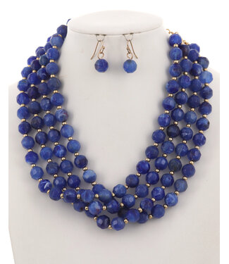 Beaded Bliss Necklace Set - Blue
