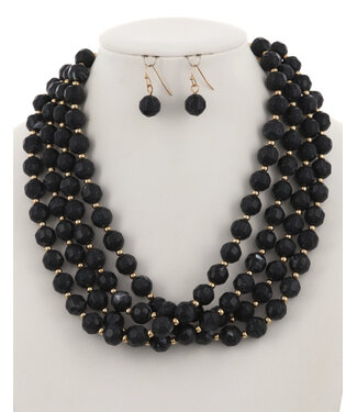 Beaded Bliss Necklace Set - Black
