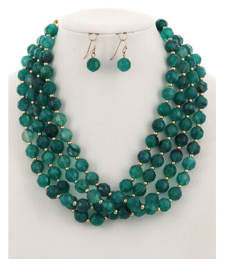 Beaded Bliss Necklace Set - Teal