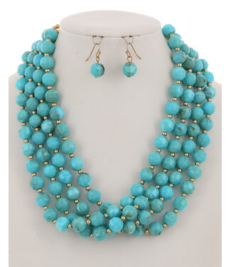 Beaded Bliss Necklace Set - Turquoise
