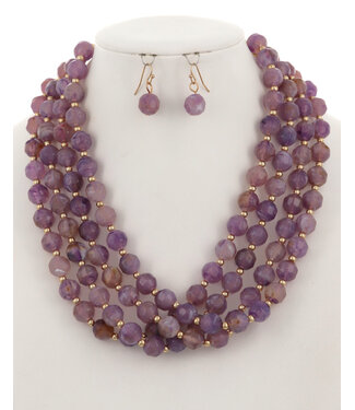 Beaded Bliss Necklace Set - Purple