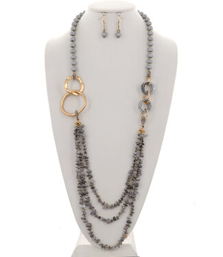 Here For Fun Necklace Set - Grey
