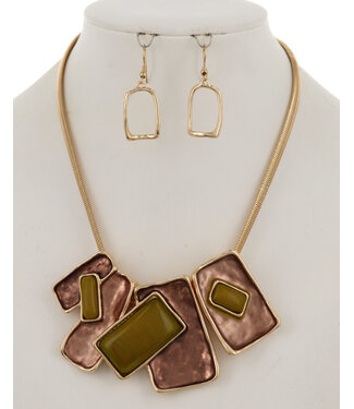 Broken Pieces Necklace Set - Brown