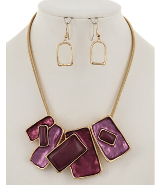 Broken Pieces Necklace Set - Purple