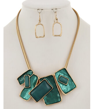 Broken Pieces Necklace Set - Teal
