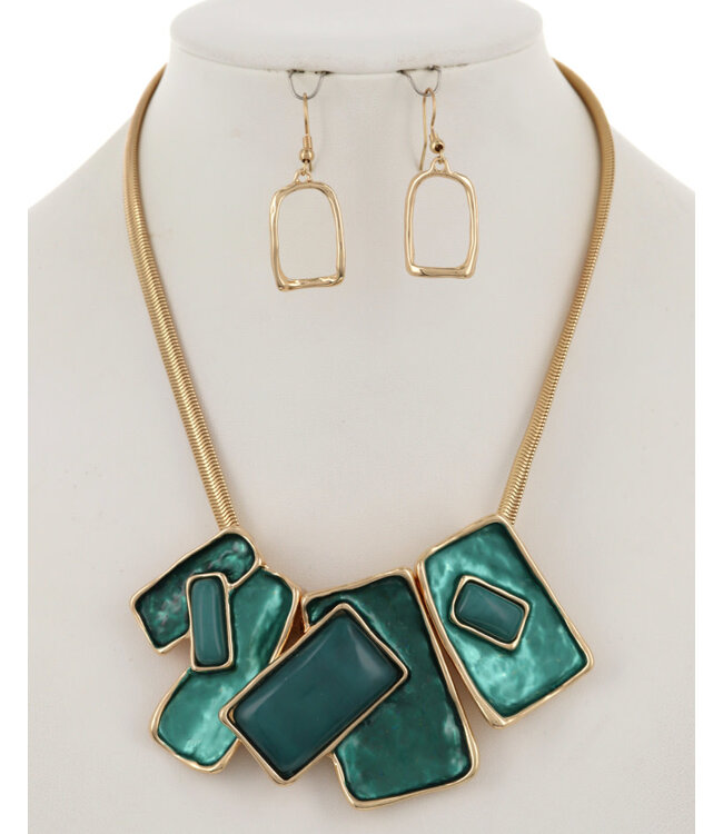 Broken Pieces Necklace Set - Teal