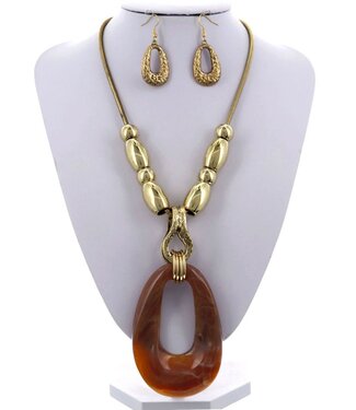 Heavy Lifting Necklace Set - Brown