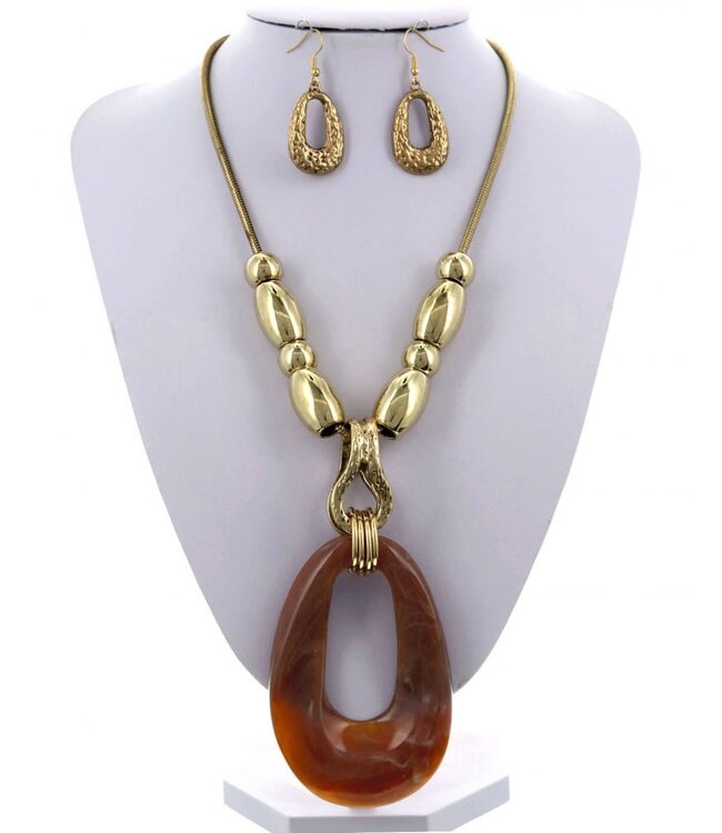 Heavy Lifting Necklace Set - Brown