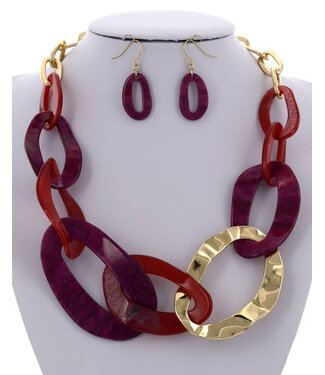 Need Some Space Necklace Set - Magenta Red