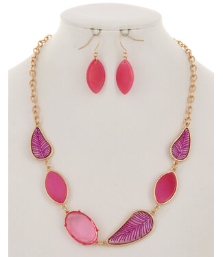 Natural Growth Necklace Set - Fuchsia