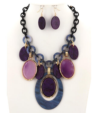 Hanging On Tight Necklace Set - Purple