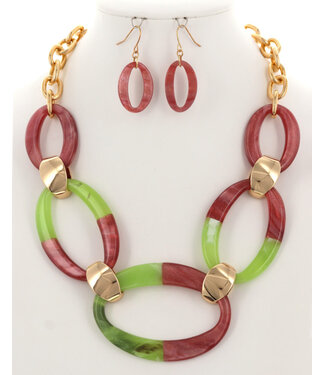 Loop It Over Necklace Set - Pink/Green