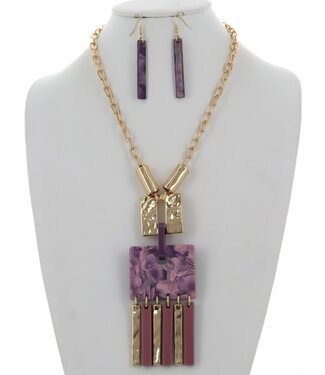 Leave With A Bang Necklace Set - Mauve Purple