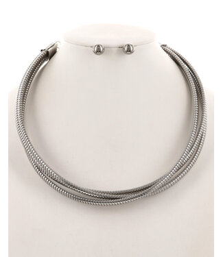 Smooth Things Over Necklace Set - Silver