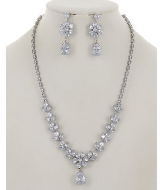 Guest List CZ Necklace Set - Silver