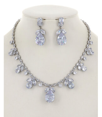 Rise To The Occassion CZ Necklace Set - Silver