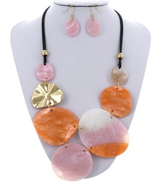 Orange Sherbet Necklace Set - Orange