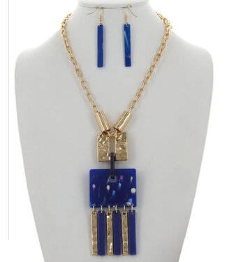 Leave With A Bang Necklace Set - Royal Blue