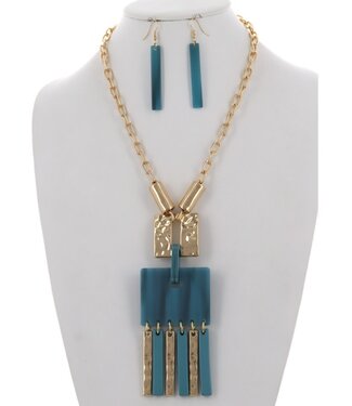 Leave With A Bang Necklace Set - Turquoise