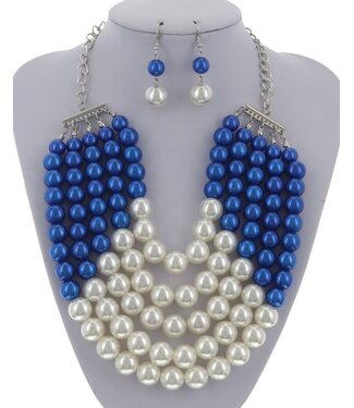 Always Good Pearl Necklace Set - Royal Blue