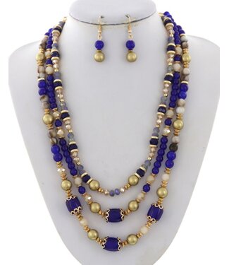 Pearl Harbour Necklace Set - Royal Blue