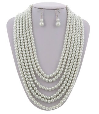 Attitude Galore Pearl Necklace Set - White