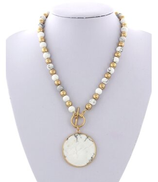 Semi Precious Stones Necklace - White