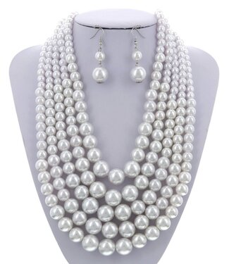 Pearl Veteran Necklace Set - White