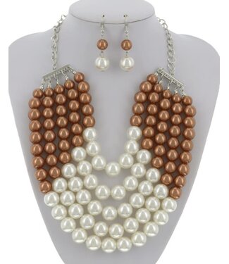 Always Good Pearl Necklace Set - Brown