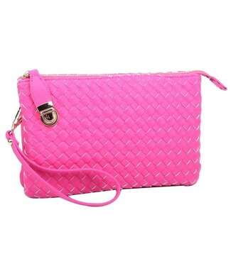 Big Time Woven Clutch - Fuchsia