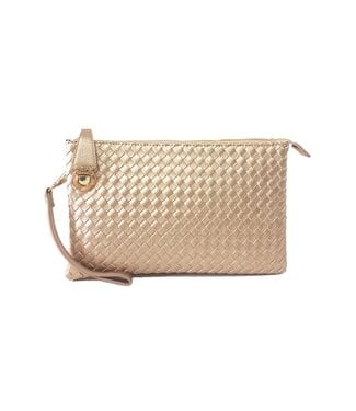 Last Straw Woven Clutch - Rose Gold