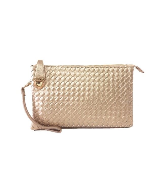 Last Straw Woven Clutch - Rose Gold