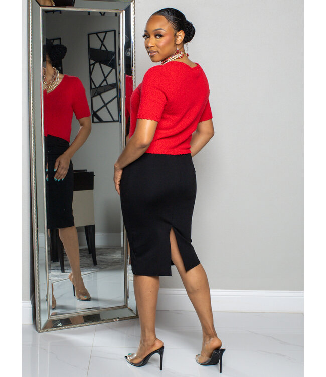 Keep It Casual Knitted Top - Red