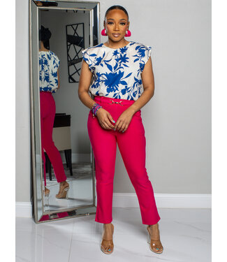 BUCKLE IT ANKLE PANTS - FUCHSIA