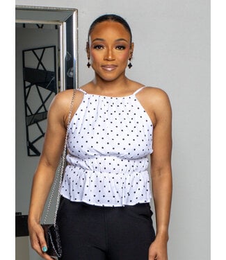 Spot On Polkadot Top - White