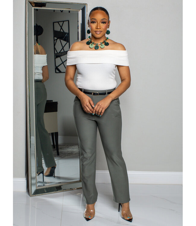 MAKE IT WORK BELTED PANTS - GREEN