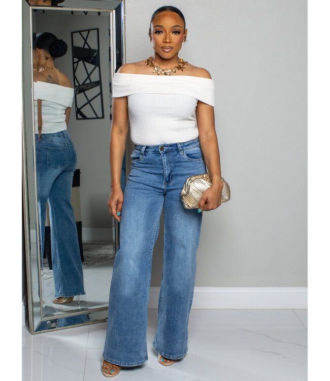 VIBE CHECK HIGH WAIST WIDE LEG JEANS